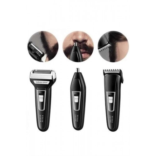 Tıraş Makinesi 3 Başlıklı T Başlıklı Hassas Ciltlere Özel Saç Sakal Vücut Kulak ve Burun