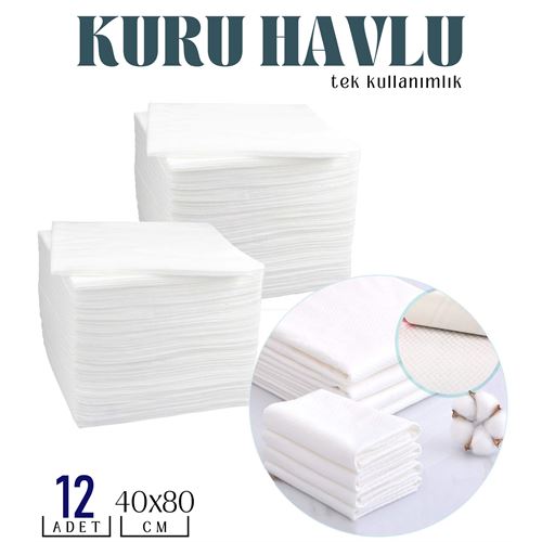 Turk Tek Kullanımlık Kuru Havlu Çok Amaçlı 40X80 CM 12 Adet