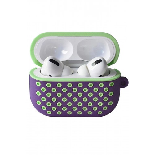 Airpods Pro 2 (2.nesil) Spor Delikli Kılıf - Lila-Yeşil-(5796)