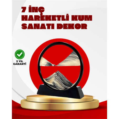 Rahatlatıcı Kum Sanatı – Yuvarlak Cam Çerçeveli Hareketli Kum Resmi Ofis ve Ev İçin Etkileşimli Masaüstü Süs