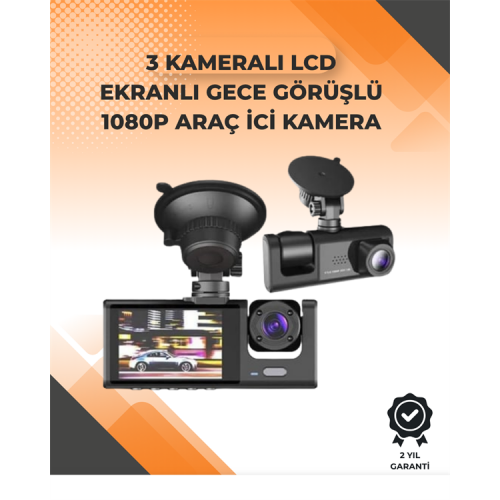 3 Kameralı Dashcam Sistem – Geri Görüş Yardımı Park Koruması ve G-Sensör