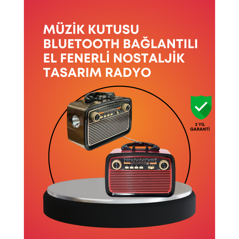 Nostaljik Radyo Görünümlü Bluetooth Hoparlör – FM/AM Yayın Kablosuz Bağlantı Şarj Edilebilir