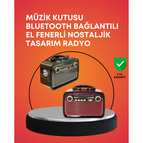 Nostaljik Radyo Görünümlü Bluetooth Hoparlör – FM/AM Yayın Kablosuz Bağlantı Şarj Edilebilir