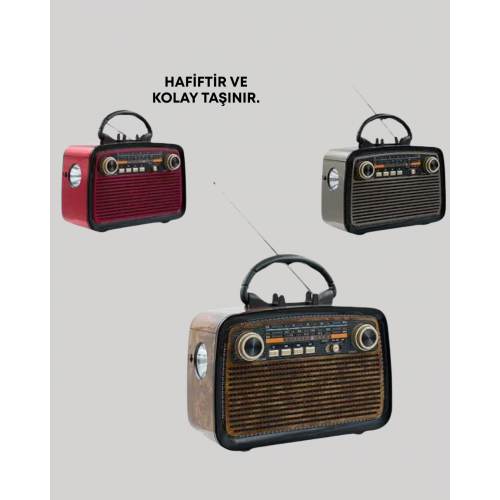 Nostaljik Radyo Görünümlü Bluetooth Hoparlör – FM/AM Yayın Kablosuz Bağlantı Şarj Edilebilir