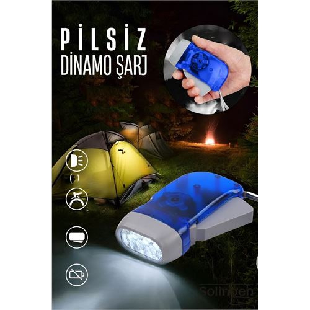 Turk Kendinden Dinamo Şarjlı Pilsiz Acil Durum El Feneri Manuel Şarjlı El Feneri