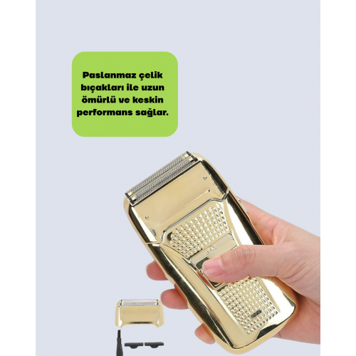 Erkek Saç Sakal Tıraş Makinesi Kablolu Altın Renk Dayanıklı