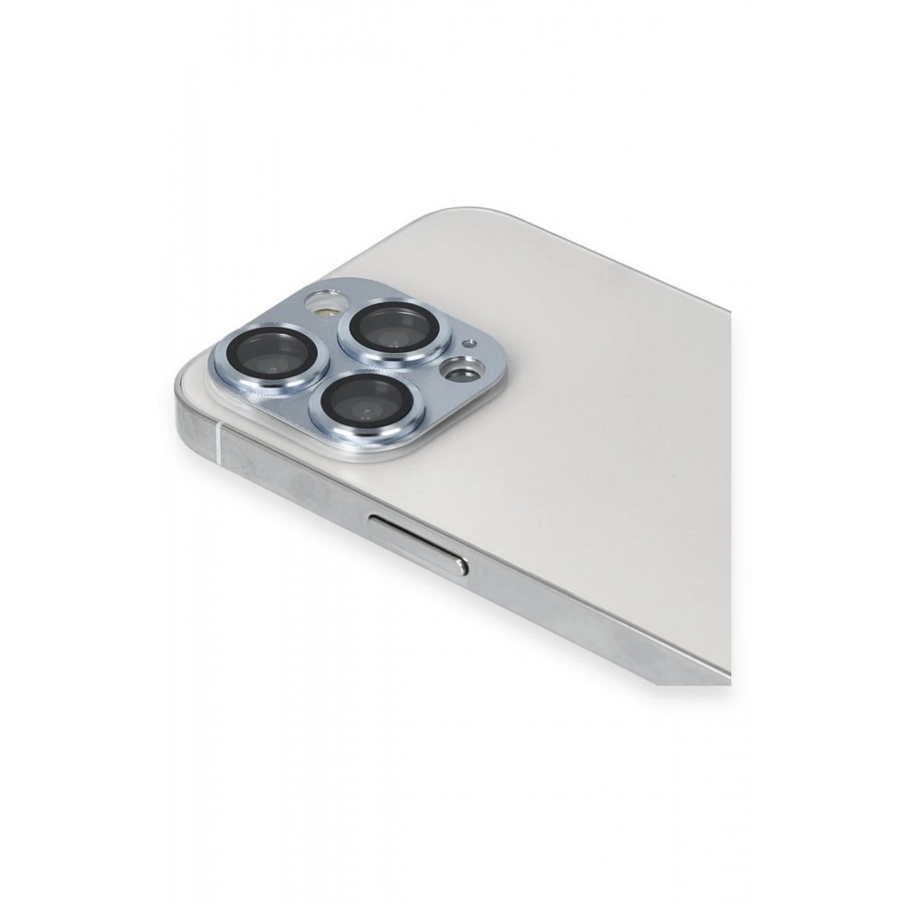 iPhone 13 Pro Max Pers Alüminyum Kamera Lens - Sierra Blue-(5796)