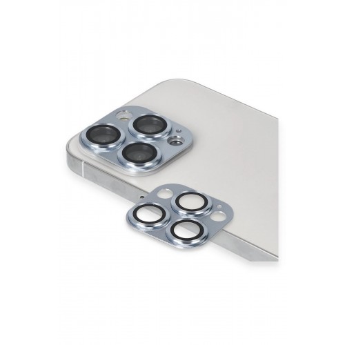 iPhone 13 Pro Max Pers Alüminyum Kamera Lens - Sierra Blue-(5796)