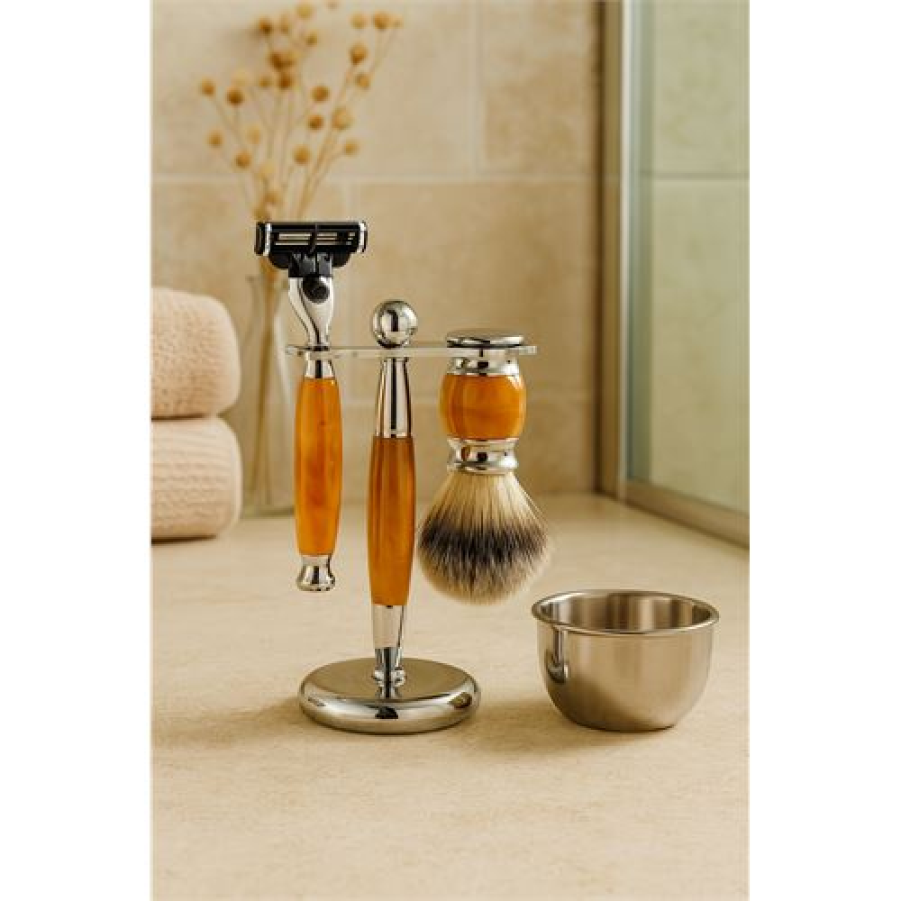 HSNET Koleksiyon Tıraş Seti – 304 Cerrahi Çelik & Kemik Saplı | Çift Cidarlı Tıraş Tası Icardi Collection