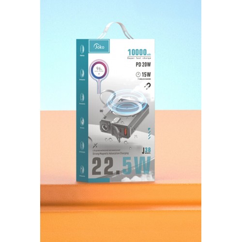 J38 10.000 mAh 20W PD Led Işıklı Magsafe Powerbank - Turuncu-(5796)