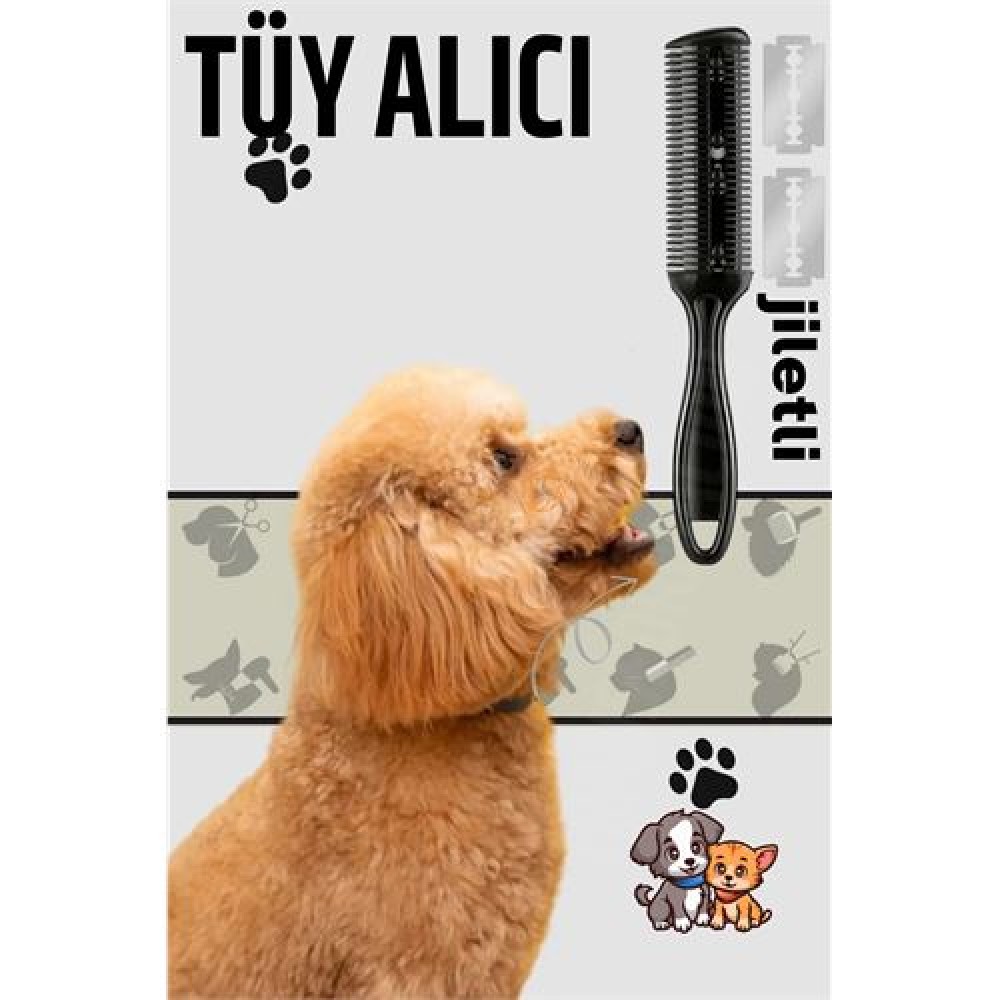 Turk Kedi ve Köpek Çift Jiletli Tüy Alma Tarağı