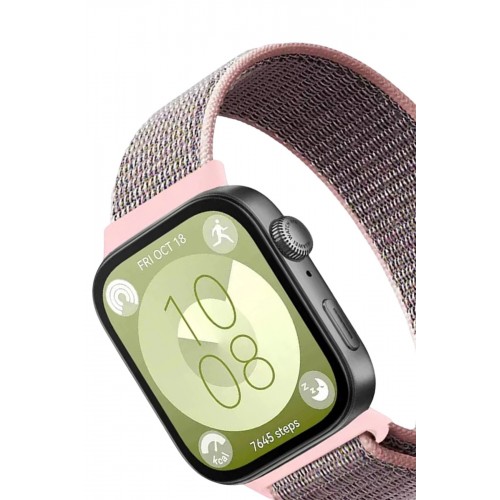 Huawei Fit 4 Hasırlı Cırtcırtlı Kordon - Pembe-(5796)