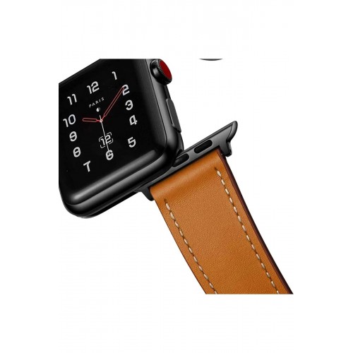 Apple Watch 38mm KR415 Luaz Deri Kordon - Kırmızı-(5796)