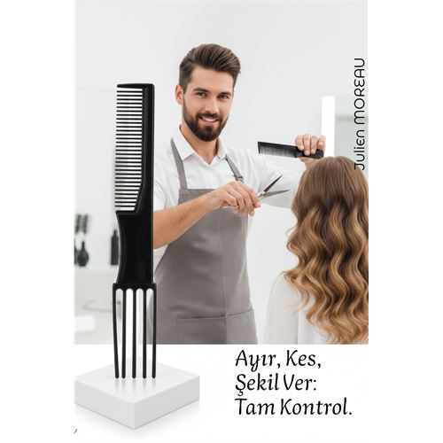 Bayan Kuaförü Saç Kesim Tarağı - Profesyonel Kuaför Saç Kesim Tarağı | Krepe Ayırma ve Şekillendirme Tarağı