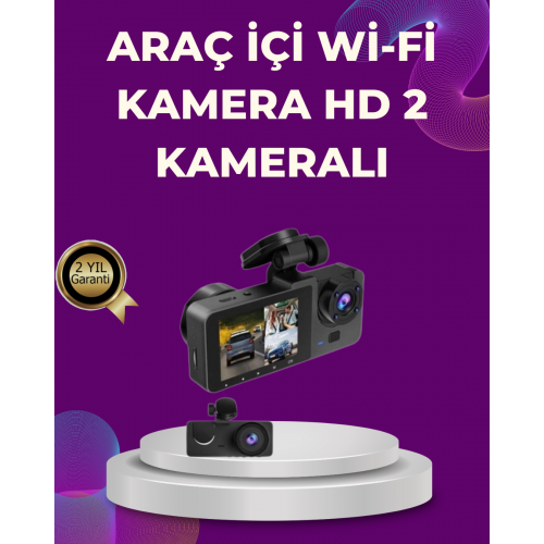 Araç İçi Dikiz Kamerası Sürüş Kaydedici 3 Lensli DVR Kamera