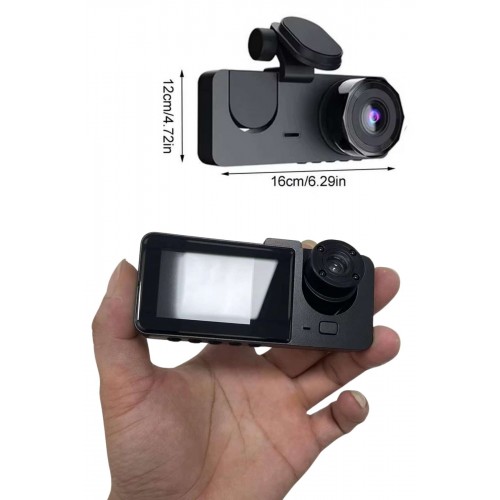 Araç İçi Dikiz Kamerası Sürüş Kaydedici 3 Lensli DVR Kamera