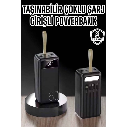 Powerbank 60.000 MAH 4 Portlu Uzun Şarj Süreli Dijital Göstergeli