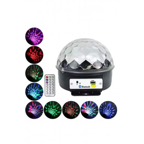 Disko Topu Renkli Işıklı Lazer Parti Bluetooth Bağlantılı Led Küre