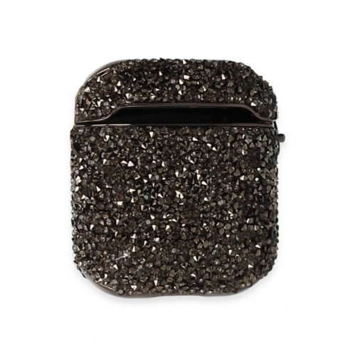 Airpods 2 (2.nesil) Mira Taşlı Kılıf - Siyah-(5796)