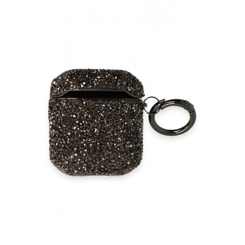 Airpods 2 (2.nesil) Mira Taşlı Kılıf - Siyah-(5796) Airpods 2 (2.nesil) Mira Taşlı Kılıf - Siyah-(5796)