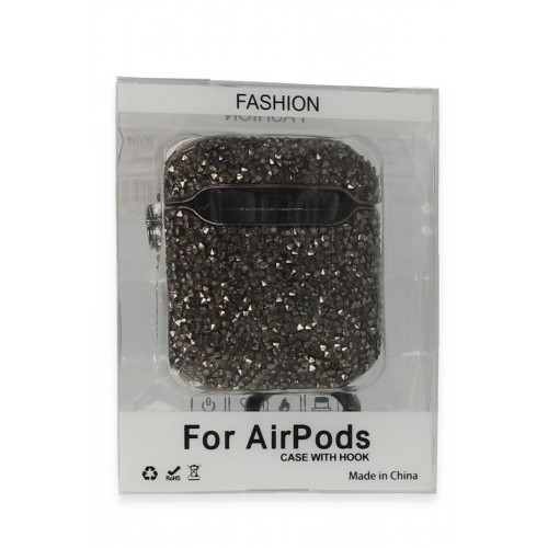 Airpods 2 (2.nesil) Mira Taşlı Kılıf - Siyah-(5796) Airpods 2 (2.nesil) Mira Taşlı Kılıf - Siyah-(5796)