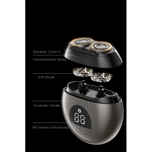 CB-S1 Dijital Şarj Göstergeli Tıraş Makinesi - Gri-(5796)