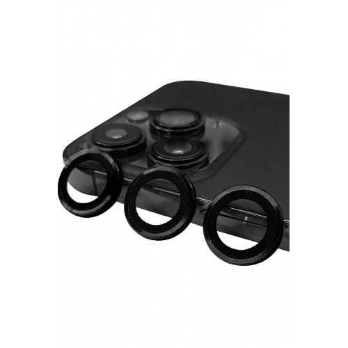 iPhone 14 Pro Max Raze Metal Kamera Lens - Siyah-(5796)
