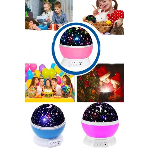 Renkli Yıldızlı Gökyüzü Projeksiyon Gece Lambası Pilli ve USB Kablolu Renkli Yıldızlı Gökyüzü Projeksiyon Gece Lambası Pilli ve USB Kablolu