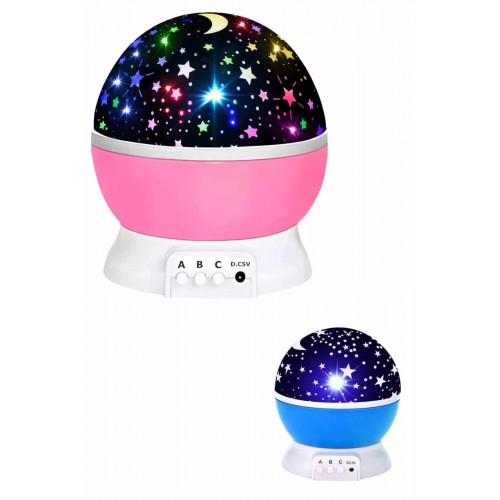 Renkli Yıldızlı Gökyüzü Projeksiyon Gece Lambası Pilli ve USB Kablolu Renkli Yıldızlı Gökyüzü Projeksiyon Gece Lambası Pilli ve USB Kablolu