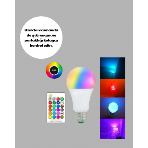RGB Uzaktan Kumandalı LED Ampul 16 Renk Dekoratif Aydınlatma RGB Uzaktan Kumandalı LED Ampul 16 Renk Dekoratif Aydınlatma