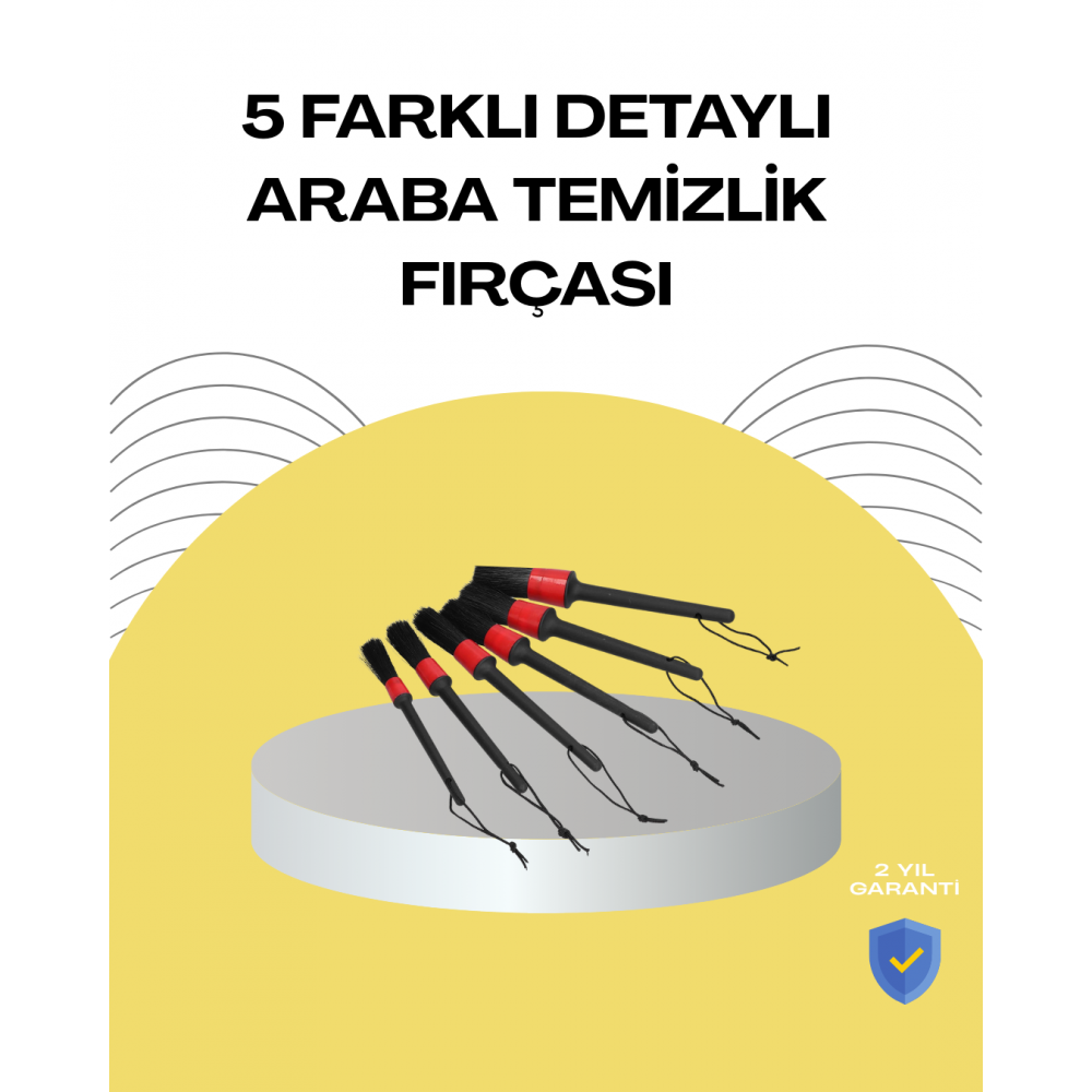 5 Boy Fırçalı Araba Temizlik Seti-Derin Temizlik Sağlayan Yumuşak Fırçalar
