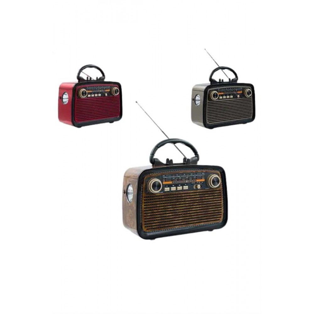 Bluetooth Hoparlör Ahşap Renk Vintage Işıklı Nostaljik Radyo Fm Ahşap Görünümlü