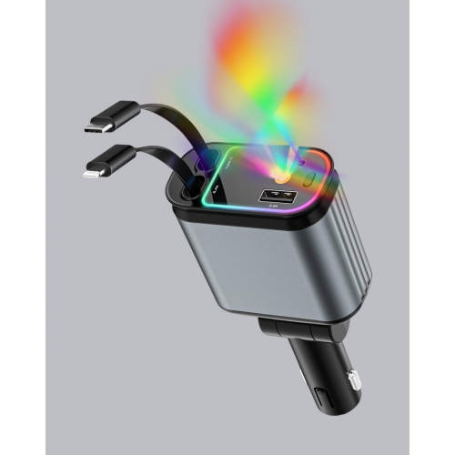 Araç Şarj Cihazı 4 Portlu 66W Hızlı Şarjlı LED Işıklı ve 180° Dönebilir Araç Şarj Cihazı 4 Portlu 66W Hızlı Şarjlı LED Işıklı ve 180° Dönebilir