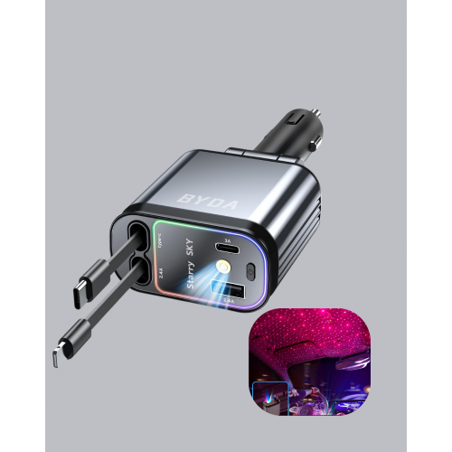 Araç Şarj Cihazı 4 Portlu 66W Hızlı Şarjlı LED Işıklı ve 180° Dönebilir Araç Şarj Cihazı 4 Portlu 66W Hızlı Şarjlı LED Işıklı ve 180° Dönebilir