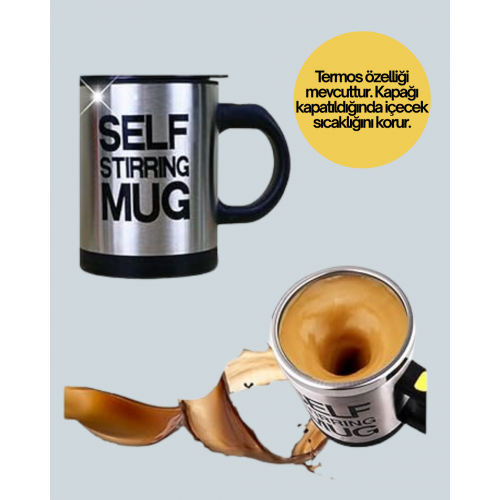 Kendi Kendini Karıştıran Termos Kupa – Pratik Güçlü Motorlu ve Termos Özellikli