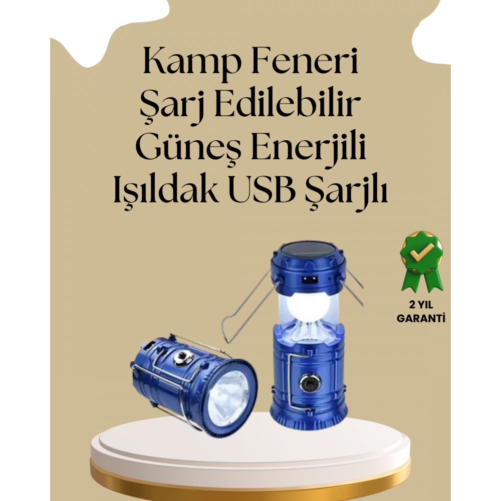 Güneş Enerjili Katlanabilir Kamp Feneri – USB Şarjlı Hafif ve Çok Fonksiyonlu