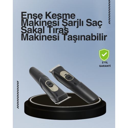 Kablosuz Paslanmaz Çelik Bıçaklı Profesyonel Saç ve Sakal Tıraş Makinesi – Sessiz Güçlü ve Ergonomik