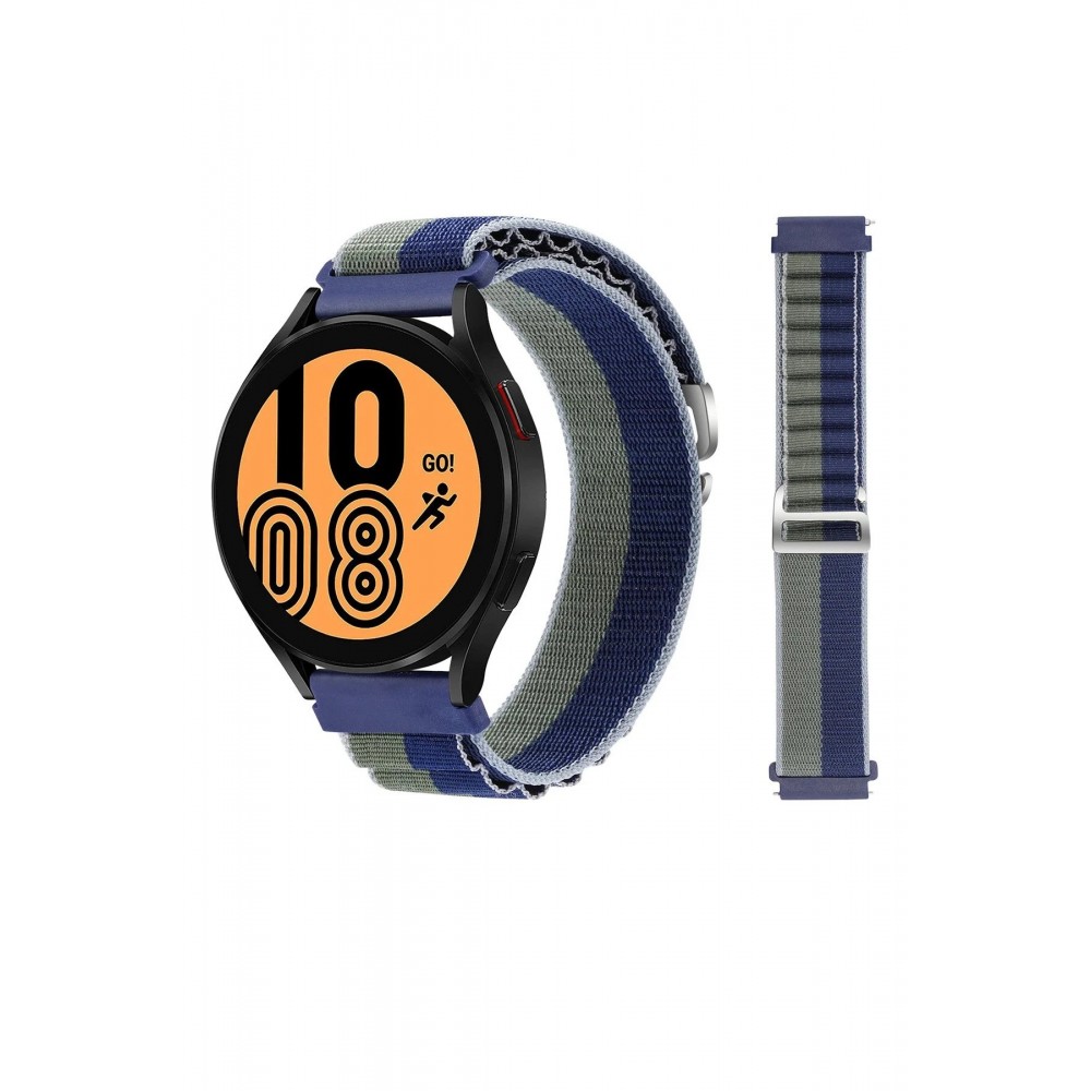 Watch 20mm KR410 Kumaş Kordon - Lacivert-Yeşil-(5796)