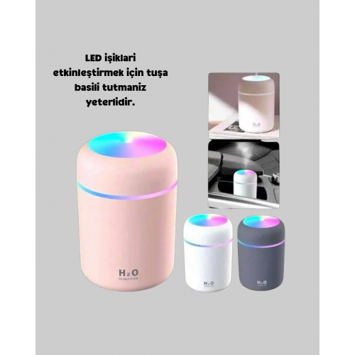 Taşınabilir USB Mini Nemlendirici – LED Aydınlatmalı Çift Püskürtme Modu