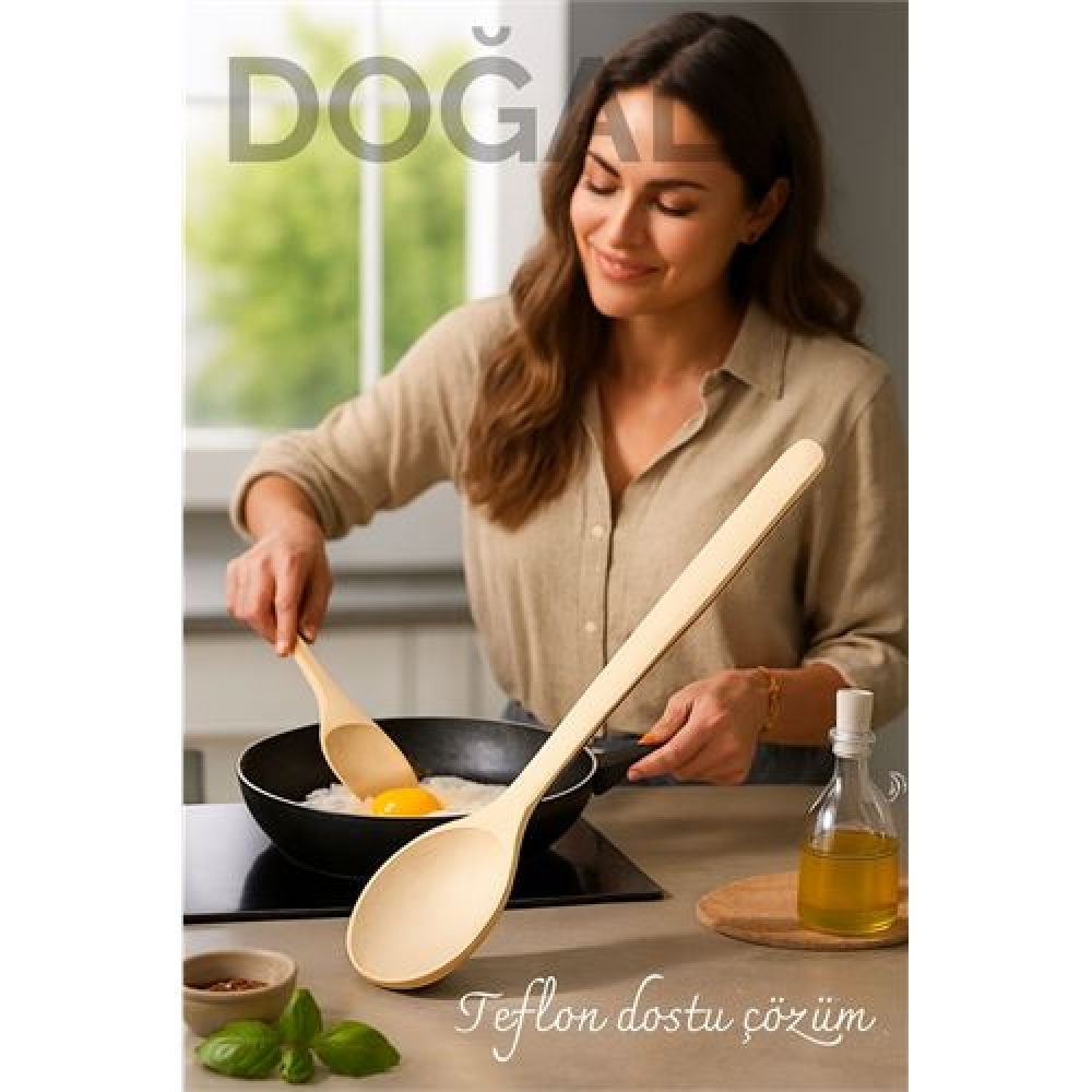 Doğal Gürgen Ahşap Servis Kaşığı – 20 cm Ergonomik ve Dayanıklı Mutfak Yardımcısı