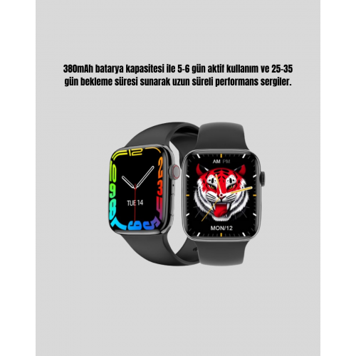 380mAh Bataryalı Akıllı Saat – Arama Bildirim AOD Ekran ve Uzun Pil Ömrü