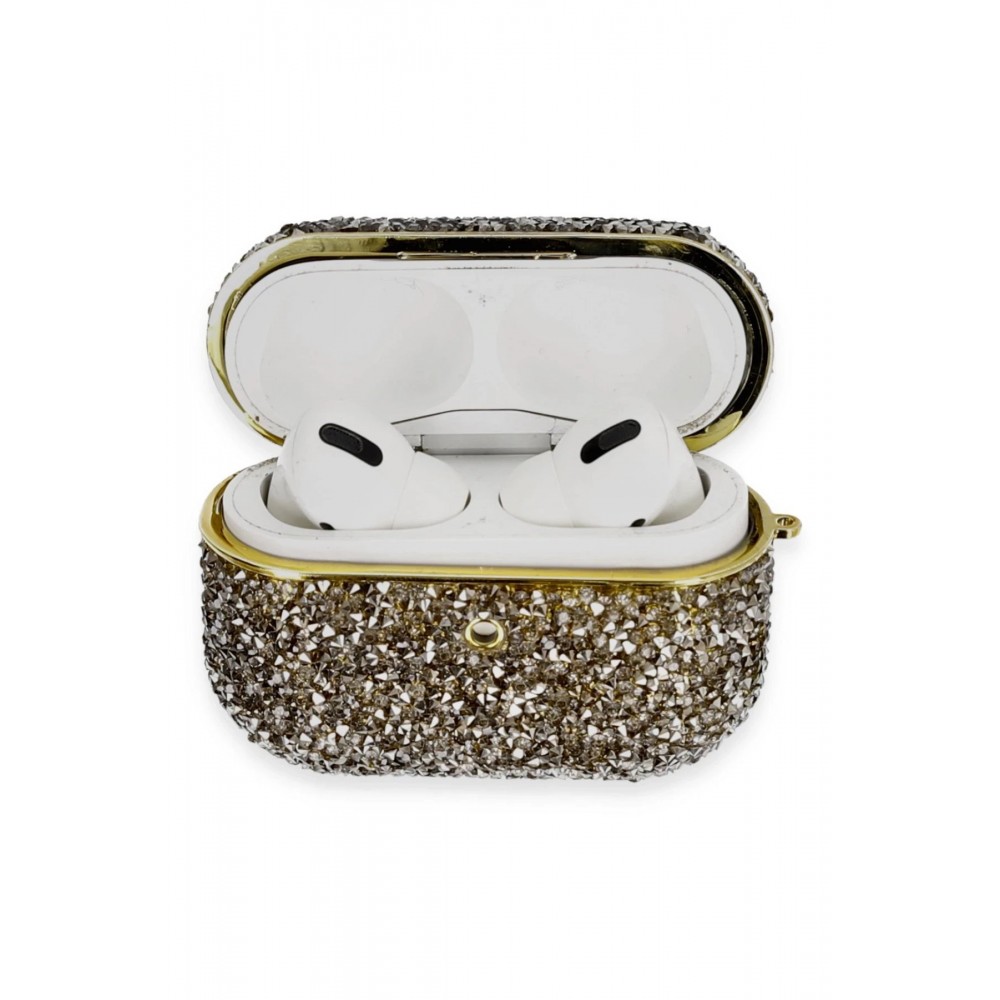 Airpods Pro 2 (2.nesil) Luz Taşlı Kılıf - Siyah-(5796)