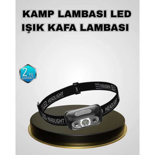 IPX5 Su Geçirmez Şarjlı LED Kafa Feneri | Hareket Sensörlü Ayarlanabilir 60° Far