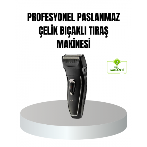 Profesyonel Şarjlı Saç ve Sakal Tıraş Makinesi – Çelik Bıçaklı Ayarlanabilir Başlıklı Kablosuz