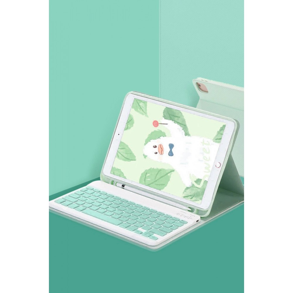 iPad Air 11 (2024) Kılıf KC01 Smart Klavyeli Tablet Kılıfı - Açık Yeşil-(5796)