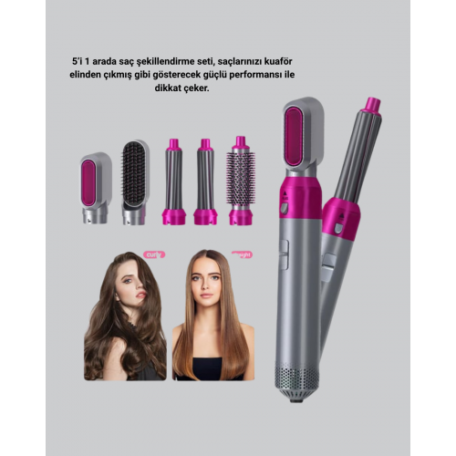 5’i 1 Arada Saç Şekillendirme Makinesi Hızlı Kuruma ve Kuaför Kalitesinde Sonuç 5’i 1 Arada Saç Şekillendirme Makinesi Hızlı Kuruma ve Kuaför Kalitesinde Sonuç