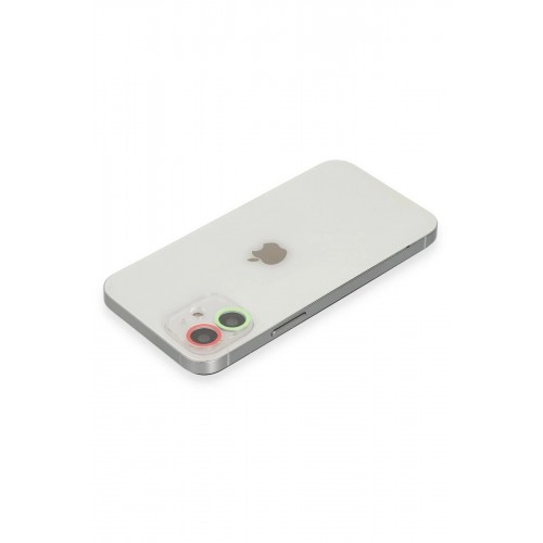 iPhone 12 Renkli Kamera Lens Koruma Cam - Yeşil-Pembe-(5796)