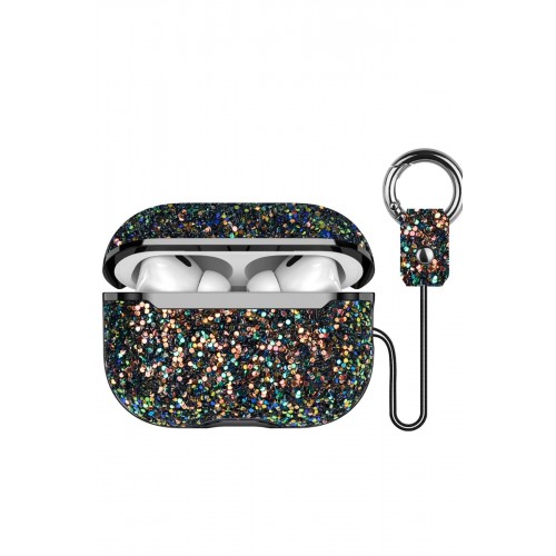 Airpods 2 (2.nesil) Bright Simli Airpods Kapak - Siyah-(5796)