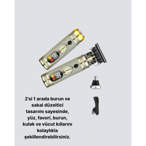 T Bıçaklı Profesyonel Saç ve Sakal Düzeltici – 8 Kılavuz Tarağı 2’si 1 Arada Burun ve Sakal Trimmer T Bıçaklı Profesyonel Saç ve Sakal Düzeltici – 8 Kılavuz Tarağı 2’si 1 Arada Burun ve Sakal Trimmer
