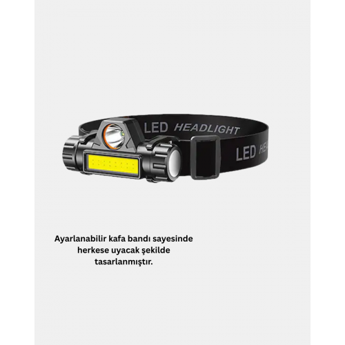 Kamp ve Doğa İçin Şarjlı LED Baş Feneri – Mıknatıslı Su Geçirmez
